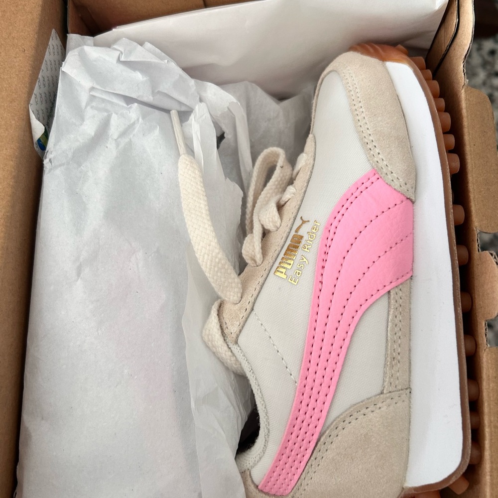 Brand new Puma Kids Sneakers - Pink, White, and Tan
